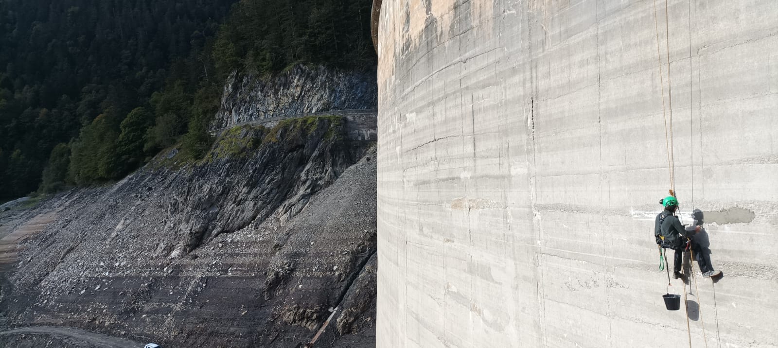 Travaux sur le barrage de Fabrèges